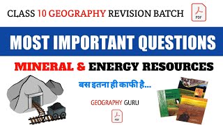 Class 10 SSt Geography Ch5 Minerals and Energy Resources Khanij Sansadhan Most Important Questions [upl. by Branden]