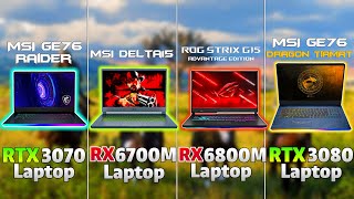 RTX 3070 vs RX 6700M vs RX 6800M vs Geforce RTX 3080 Laptop  Gaming Benchmark  Test in 9 Games [upl. by Nelak]