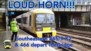 LOUD HORN  Southeastern Class 4659 X2 amp 466 depart Tonbridge [upl. by Nwahser312]