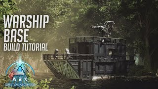 ARK Survival Ascended  Warship Boat Base  Build Tutorial [upl. by Eillit]