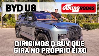 BYD U8 o SUV que navega gira 360º anda com pneu furado e CHEGA EM 2024 [upl. by Dorri955]