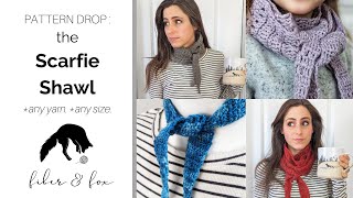 Pattern Drop The Scarfie Shawl  ANY yarn any size customizable petite crochet scarf shawl pattern [upl. by Manard]