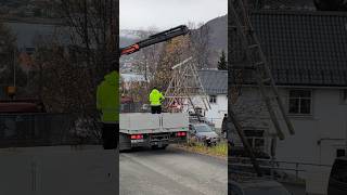 Crane operator lifts wooden swing into truck shorts crane hiab truck pixel9proxl hd [upl. by Ecidnac]