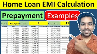 Home Loan EMI Calculation amp Prepayment Excel Calculator  Reduce EMI or Tenure Examples [upl. by Acilef685]