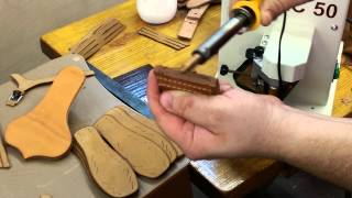 Example of hot glazing a leather seam [upl. by Chemarin]