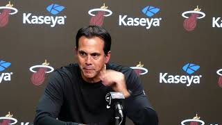 Erik Spoelstra Reacts To Miami Heat Blowout Opening Night Loss To Magic [upl. by Atillertse510]