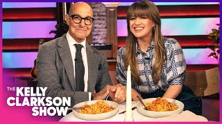 Kelly Clarkson amp Stanley Tucci Eat FourCourse Meal In 4 Minutes  Edible Interview [upl. by Nosrettap423]