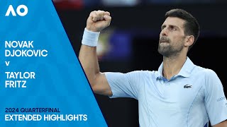 Novak Djokovic v Taylor Fritz Extended Highlights  Australian Open 2024 Quarterfinal [upl. by Zendah746]