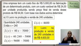 FUNÇÃO CUSTO RECEITA E LUCRO [upl. by Downes]