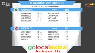 Wakefield amp District Junior Cricket League  Under 15s  League Group A  Ackworth CC v Pledwick CC [upl. by Longtin]