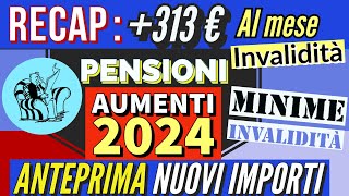 RECAP 👉 PENSIONI SETTEMBRE NOVITÀ DATE AUMENTI RIMBORSI❗️AUMENTI 2024 INVALIDITÀ amp MINIME313€ [upl. by Kcirdde853]