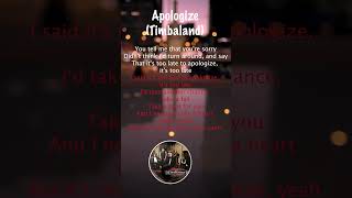 Timbaland  Apologize lyrics ft OneRepublic timbalandtypebeat apologize [upl. by Retrop]