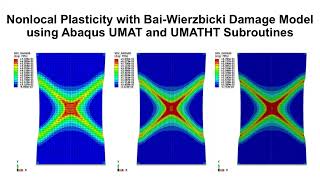 Nonlocal Plasticity with BaiWierzbicki Damage Model using Abaqus UMAT and UMATHT Subroutines [upl. by Smart]