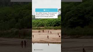 Incredible footage of uncontacted tribe wielding spears in Peru [upl. by Marne]