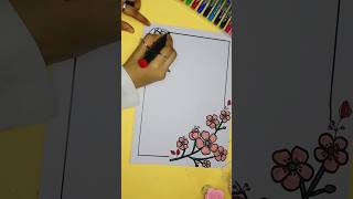 Flower Border DesignsProject Work Designs 😍 art howto shorts ytshorts trending satisfying [upl. by Ardnazil]