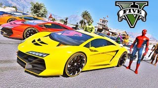 CARROS com Homem Aranha e Heróis Desafio na Rampa de Looping Gigante GTA V Mods  IR GAMES [upl. by Reinhart62]