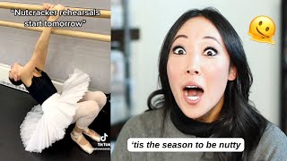 pointe shoe fitter reacts to NUTCRACKER TIK TOKS [upl. by Abebi291]