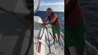 SUPER sporty overnight epic sail to Tahiti We averaged 73 kts with reefed main and Genoa [upl. by Rennane]