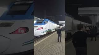 High speed train Afrosiyob at Tashkant railway station [upl. by Oralie]