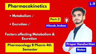 L9। U1। Pharmacokinetics Part2। Absorption Distribution Metabolism amp Excretion। 4th sem। [upl. by Analak]