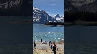 Lower Lake Kananaskis AB🇨🇦 lake alberta canada fun reels amazing trending beautiful ice [upl. by Sikleb957]