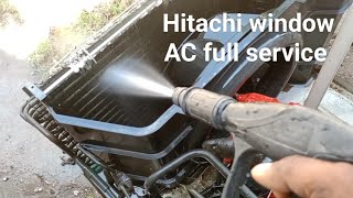 Hitachi window AC full service  AC service at home [upl. by Elleynad]