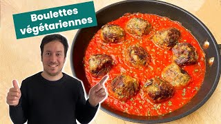 Boulettes végétariennes sans viande accompagnées dune sauce tomate  Recette facile [upl. by Adore777]