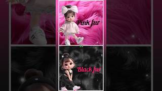 Pink fur💗 vs 🖤black furdress👗heels👠lips💄nail arteye makeup💄hair styleshort videoshortsshort [upl. by Pellikka926]