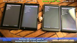 Archos 101 G9 1 GHz benchmarks compared to Asus Transformer Arnova 10G2 Archos 101 IT [upl. by Nitsuga]