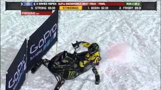 X Games Aspen 2013 Joe Parsons lands the first ever Gator Hater in Snowmobile Best Trick [upl. by Behka979]