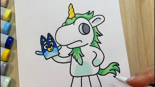 How To Draw Unicorse From Bluey [upl. by Nahtanhoj476]