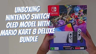 Unboxing the Nintendo Switch OLED Model White with Mario Kart 8 Deluxe amp Switch Online Bundle [upl. by Anastassia]