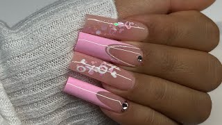 Pink Valentine’s Day Nails  Gel X Nails for beginners  Gel X Nail Tutorial [upl. by Ymmat]