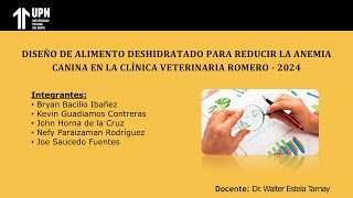 FORMULACIÓN Y EVALUACIÓN DE PROYECTOS  DISEÑO DE ALIMENTO DESHIDRATADO PARA REDUCIR ANEMIA CANINA [upl. by Ystap]