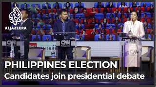 Philippines presidential hopefuls join series of debates ahead of polls [upl. by Nylanna]