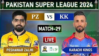 PSL LIVE  PESHAWAR ZALMI vs KARACHI KINGS MATCH 29 LIVE SCORES  PZ vs KK LIVE  kk 13 OV [upl. by Anisamot]