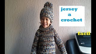 jersey a crochet  tejido facil  sueter de ganchillo  parte 1 [upl. by Hercules935]