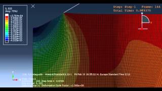 static rockwell indentation test simulation via ABAQUS stress 22 contour animation [upl. by Einattirb]