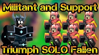 Triumph SOLO Fallen Mode Militant and Support Roblox Tower Defense Simulator [upl. by Tessy634]