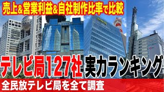 【完全保存版】全国127局あるテレビ局をランキング化売上amp営業利益amp自社制作比率で比較 [upl. by Angela490]