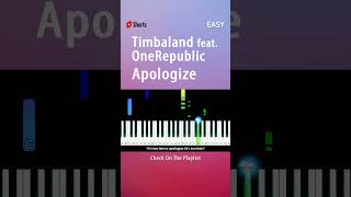 Timbaland feat OneRepublic  Apologize  EASY Piano TUTORIAL by Piano Fun Play shorts [upl. by Ayik]