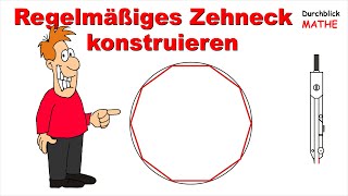 Mit Zirkel Zehneck konstruieren Umkreis ist gegeben [upl. by Ardnohsal27]