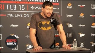 Matt Mitrione sorry for accidental groin kick to Sergei Kharitonov  Bellator 215  ESPN MMA [upl. by Martin12]