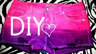 DIY Dip Dyed Ombre Shorts  Distressed Studded Shorts [upl. by Wojak757]