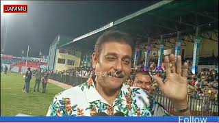 League Commissioner of Legends League Cricket Ravi Shastri watches the game at MA Stadium Jammu [upl. by Anitnamaid215]