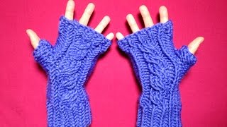 How to Loom Knit Cabled Fingerless Mittens DIY Tutorial [upl. by Tremain]