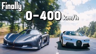 Koenigsegg Jesko Absolut VS Bugatti Chiron  04000 kmh [upl. by Stalk]