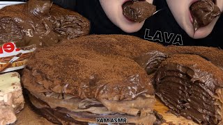 🍫ASMR ULTIMATE NUTELLA CHOCOLATE CREPE CAKE MUKBANG 누텔라 크레이프 케이크  ヌテラのクレープケーキ 能多益可麗餅蛋糕 [upl. by Anayeek309]