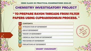 CBSE Class 12 Chemistry Investigatory Project  Preparation of Rayon Thread  Vasant Chaudhary [upl. by Hatti]