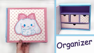 DIY Recycling cardboard boxes  Cinnamoroll Desk Organizer  Sanrio Paper Crafts [upl. by Nomit320]